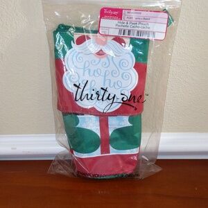 Thirty One Pouch Hide & Peek Santa's Beard Expandable Zip Storage Travel Kids